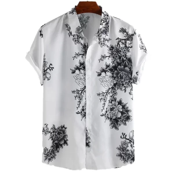 Men's Full Size Printed Short Sleeve Casual Shirt Plus Size