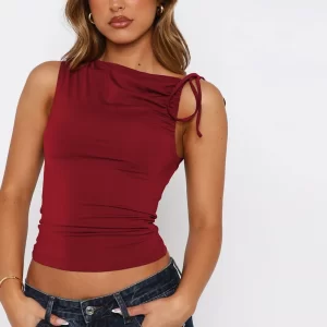 Ruched Tied Solid Color Tank