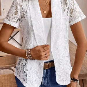 Lapel Collar Lace Blazer