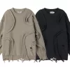 Men's Distressed Curved Panel Oversized Sweater