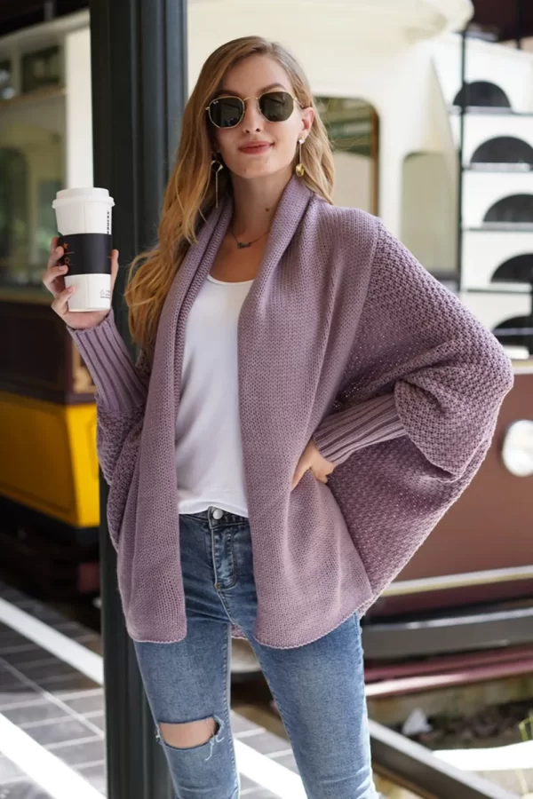 Open Front Batwing Sleeve Cardigan - Image 25