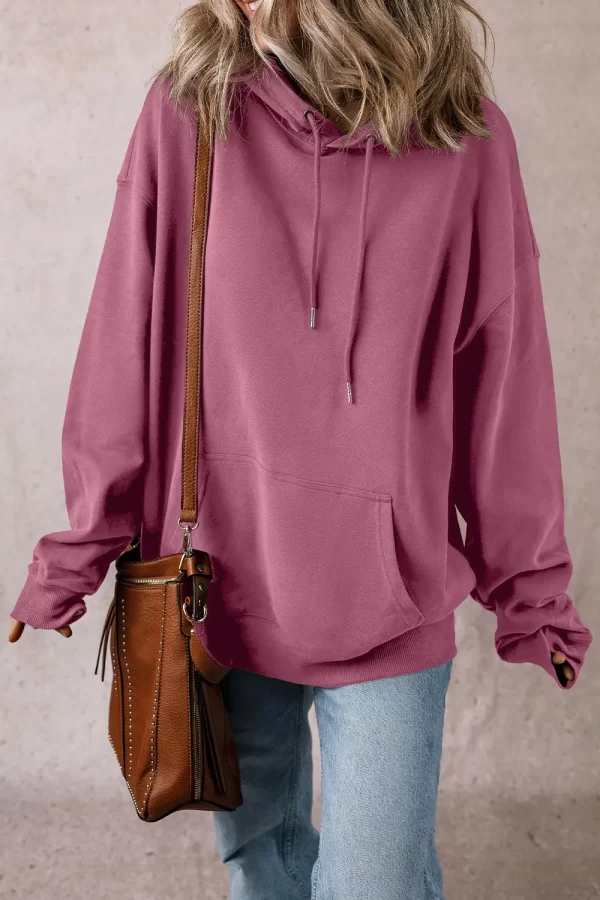 Drawstring Pocketed Long Sleeve Hoodie - Image 5