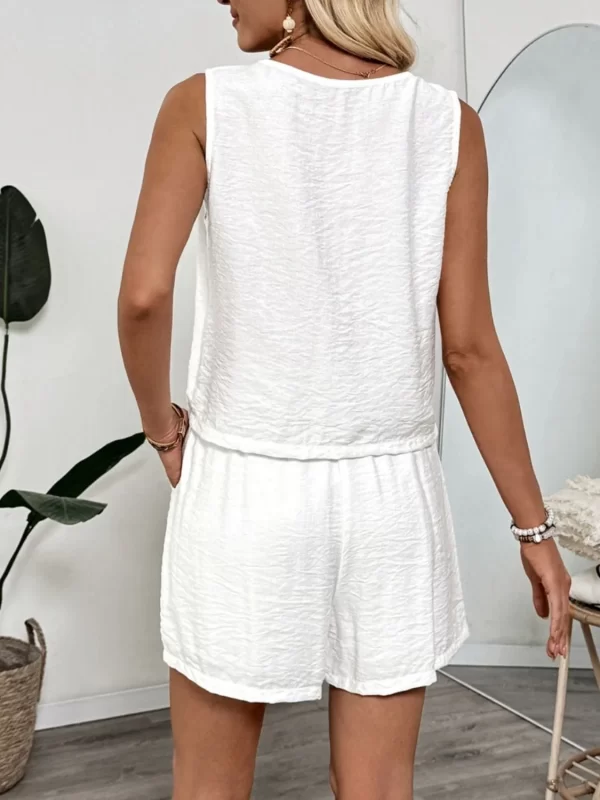 Floral Embroidered Vest and Shorts Set - Image 6