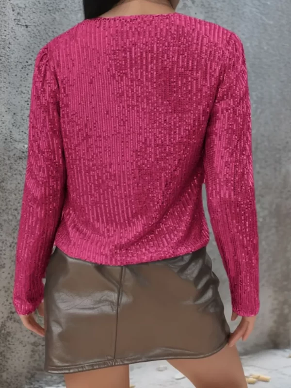 Full Size Sequin Open Front Cropped Jacket - Image 24