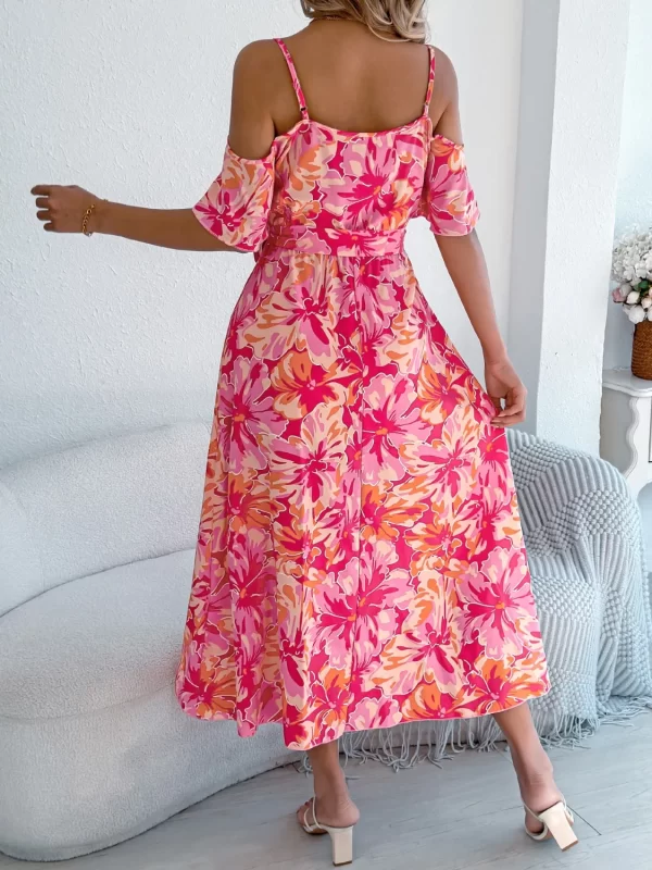 Printed Cold Shoulder Midi Cami Dress - Image 9
