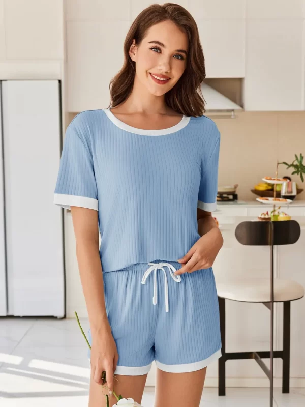 Ribbed Round Neck Top and Shorts Set - Image 12