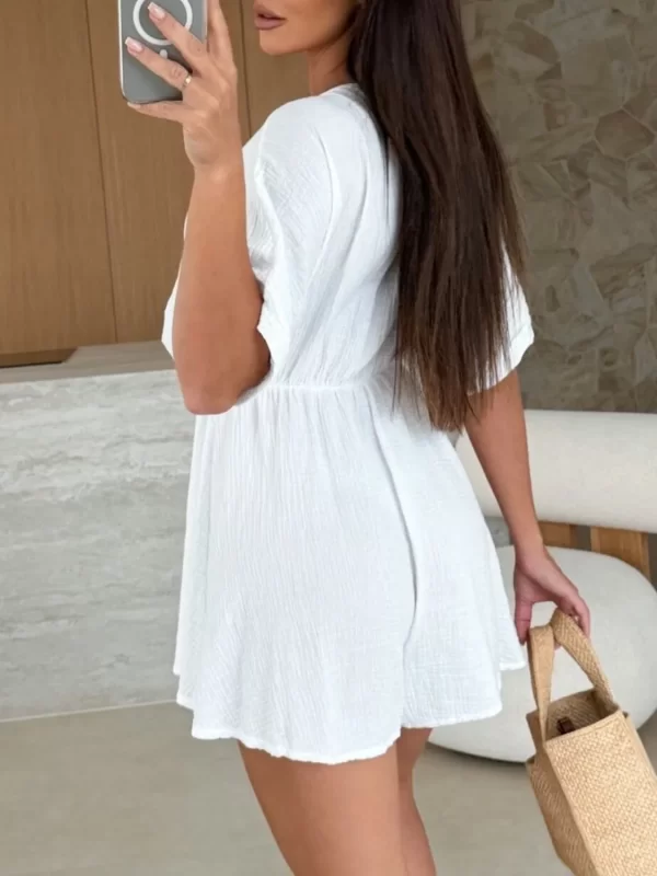 Surplice Half Sleeve Wrap Romper - Image 23