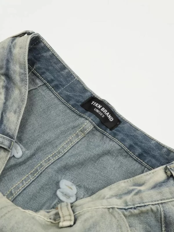 Men's Washed Multi-Pocket Straight Cargo Jeans - Image 4