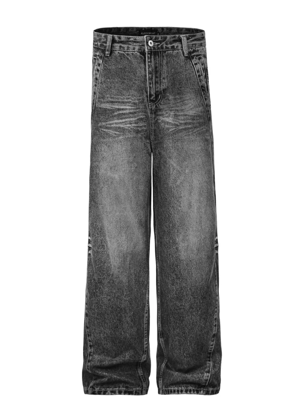 Men's High Waist Washed Straight Jeans - Image 9