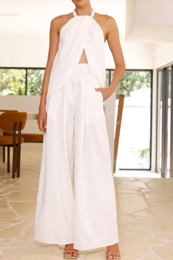 Halter Neck Top and Wide Leg Pants Set - Image 16