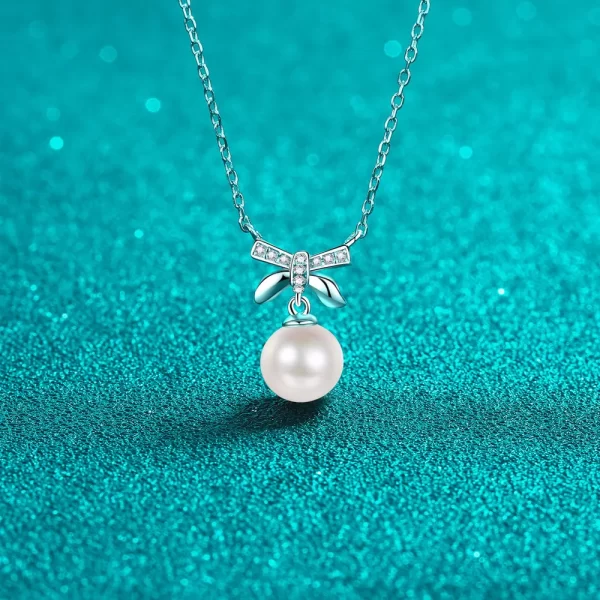 Pearl Pendant Moissanite 925 Sterling Silver Necklace - Image 5