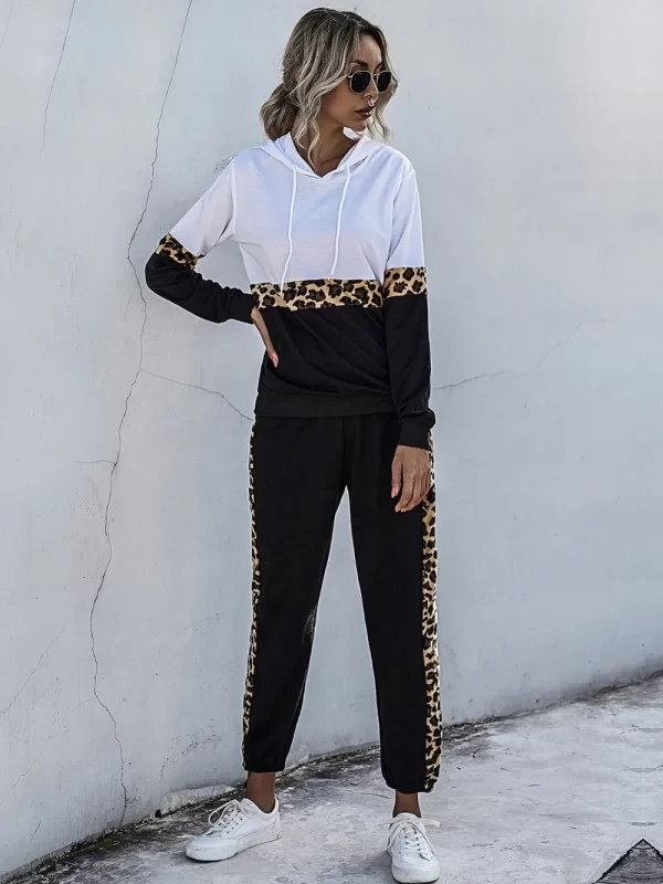 Perfee Contrast Long Sleeve Hooded Top and Joggers Set - Image 3