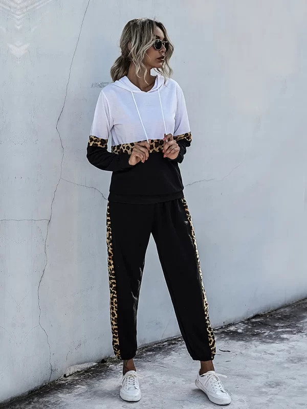 Perfee Contrast Long Sleeve Hooded Top and Joggers Set - Image 2