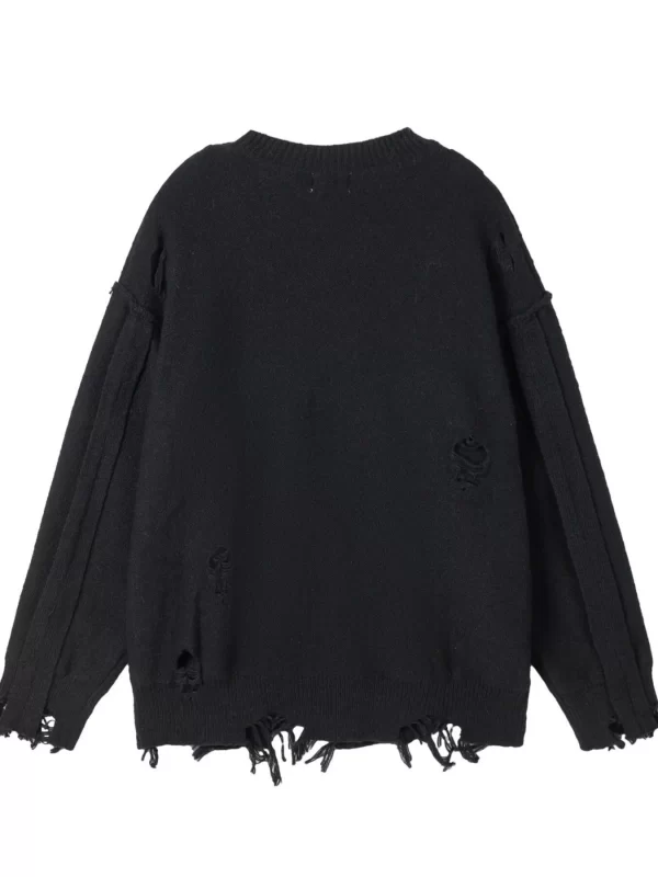 Men's Distressed Curved Panel Oversized Sweater - Image 10