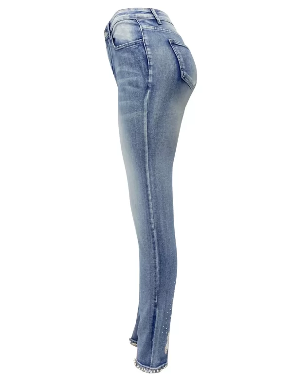 Rhinestone Butterfly Jeans with Pockets - Image 2