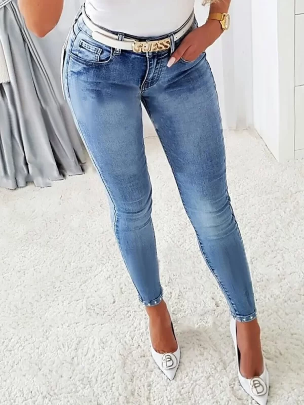Rhinestone Butterfly Jeans with Pockets - Image 6