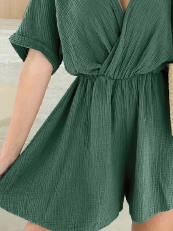 Surplice Half Sleeve Wrap Romper - Image 6