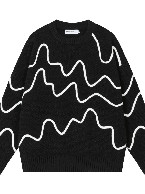 Men's Wave Pattern Knit Pullover Sweater - Image 5