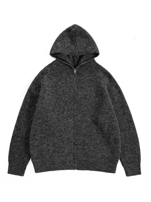 Men's Hooded Zip Up Knit Cardigan