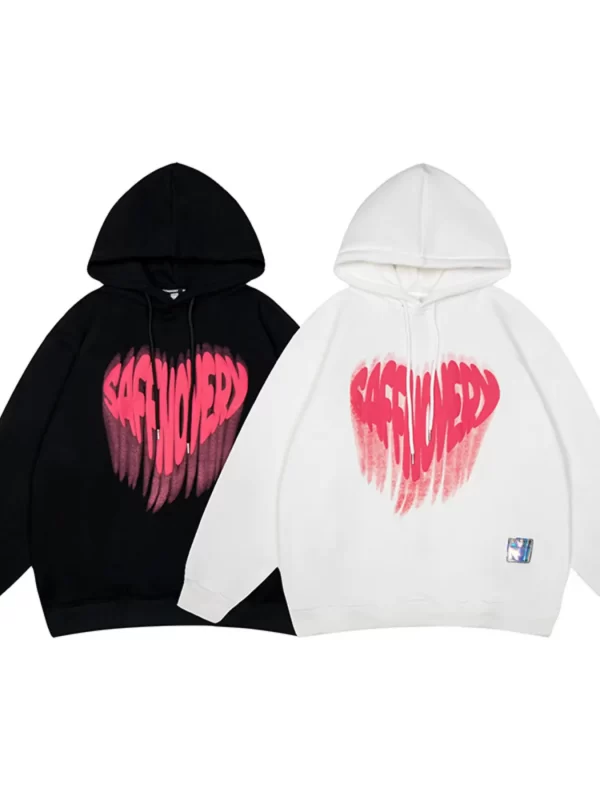 Men's Heart Graphic Oversized Hoodie