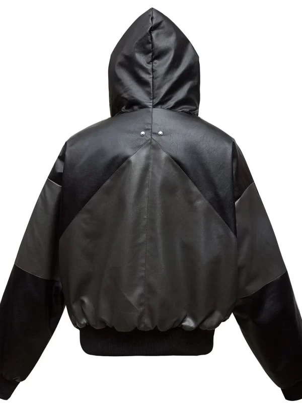 Men's Faux Fur Hooded Contrast Bomber Jacket - Image 9