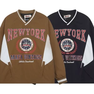 Men's Letter Graphic V-Neck Long Sleeve Sweatshirt