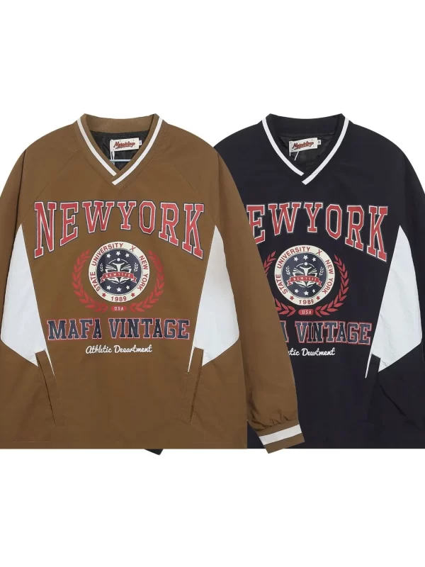 Men's Letter Graphic V-Neck Long Sleeve Sweatshirt