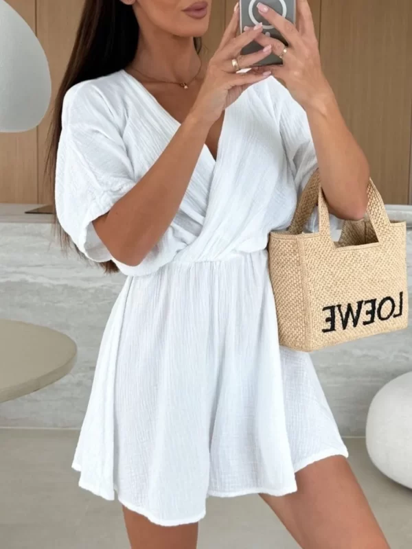 Surplice Half Sleeve Wrap Romper - Image 26