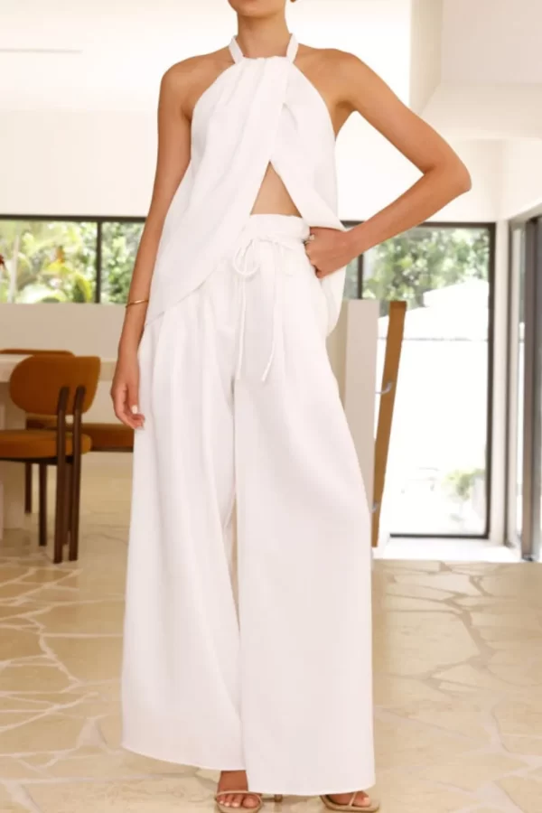 Halter Neck Top and Wide Leg Pants Set - Image 18