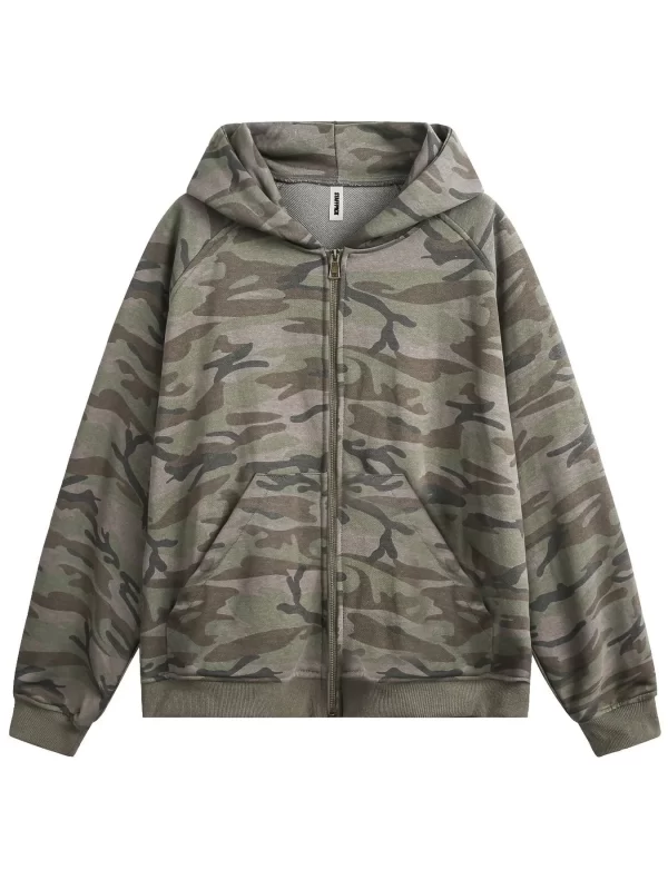 Men's Camouflage Print Zip-Up Hoodie