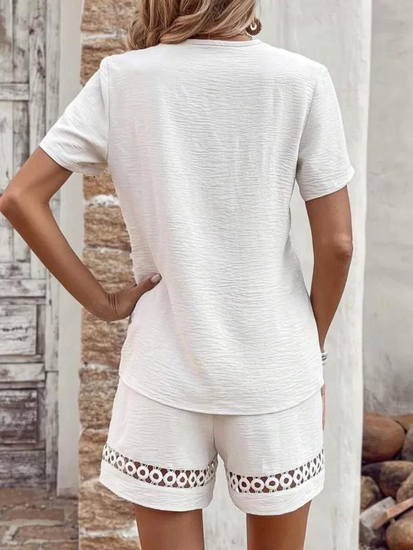V Neck Short Sleeve Top and Shorts Set - Image 10