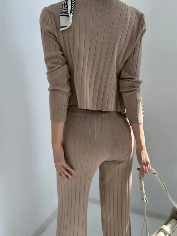 V-Neck Tank, Cardigan and Pants Three-Piece Sweater Set - Image 6