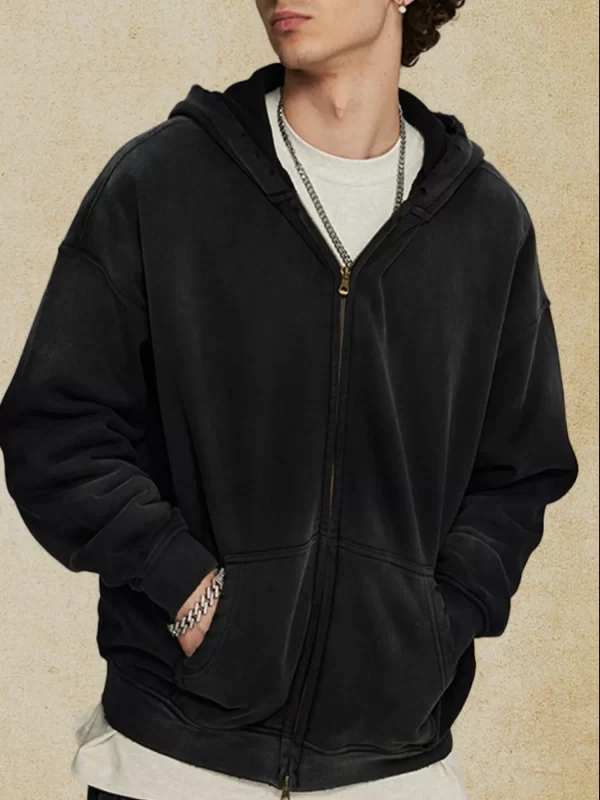Men's Oversized Casual Zip-Up Hoodie - Image 9