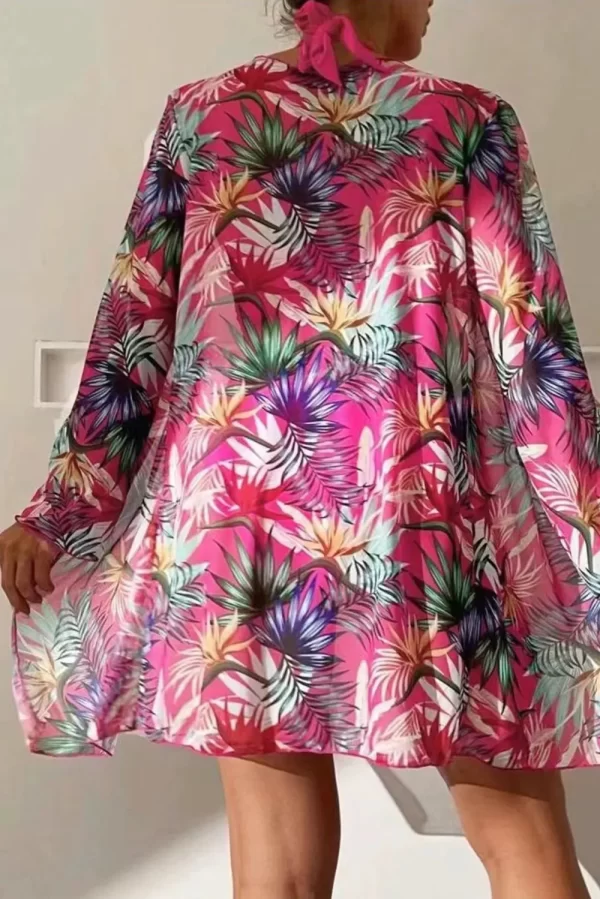 Printed Halter Neck Three-Piece Swim Set - Image 6