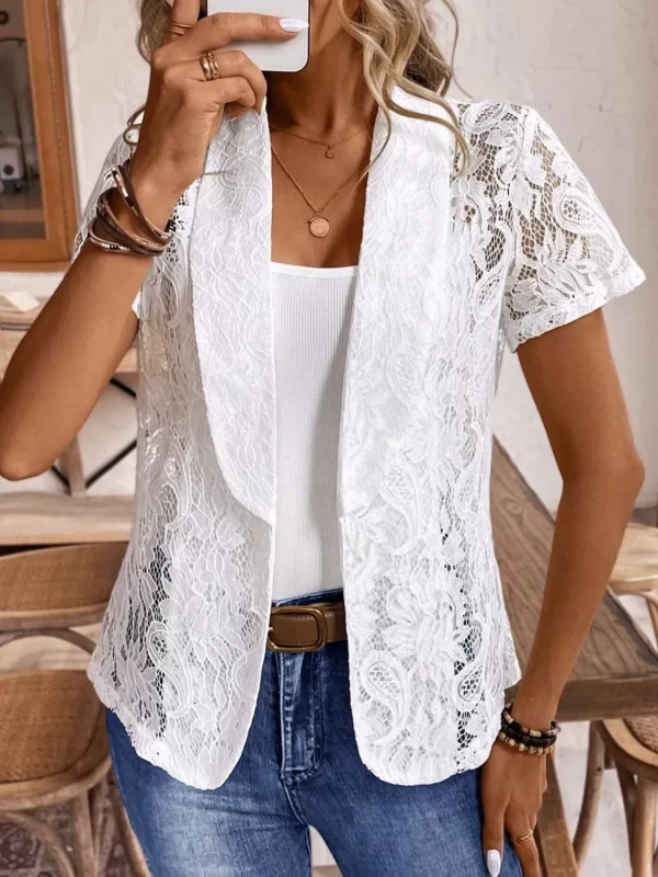Lapel Collar Lace Blazer - Image 4