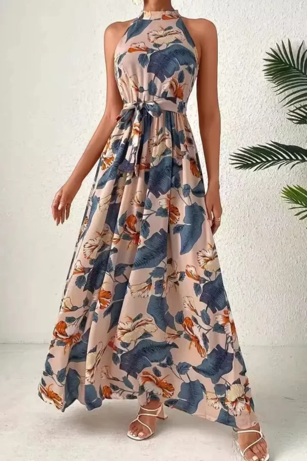 Tied Floral Sleeveless Dress - Image 11