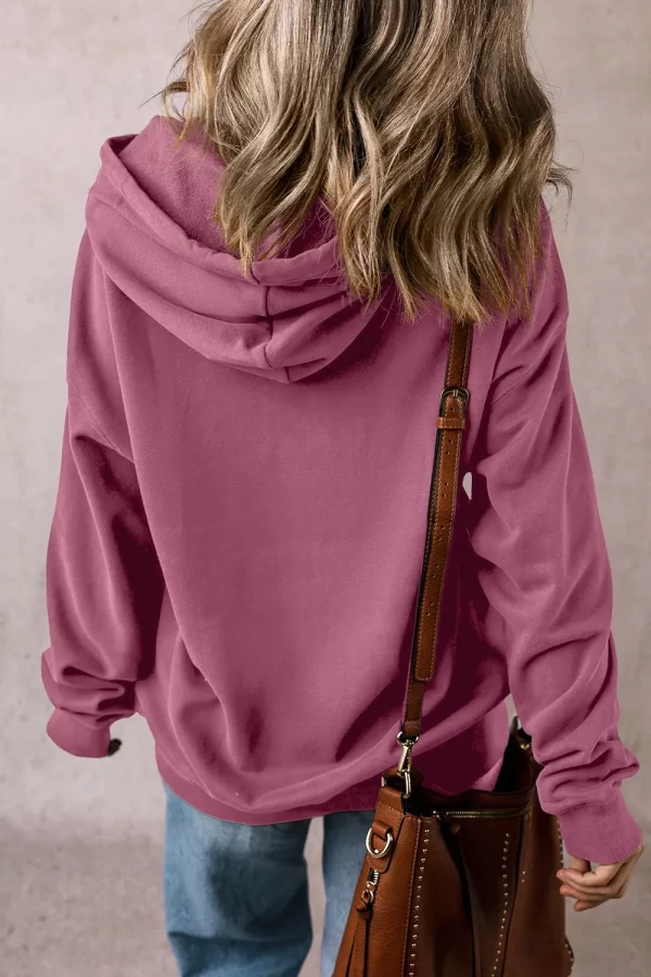 Drawstring Pocketed Long Sleeve Hoodie - Image 2