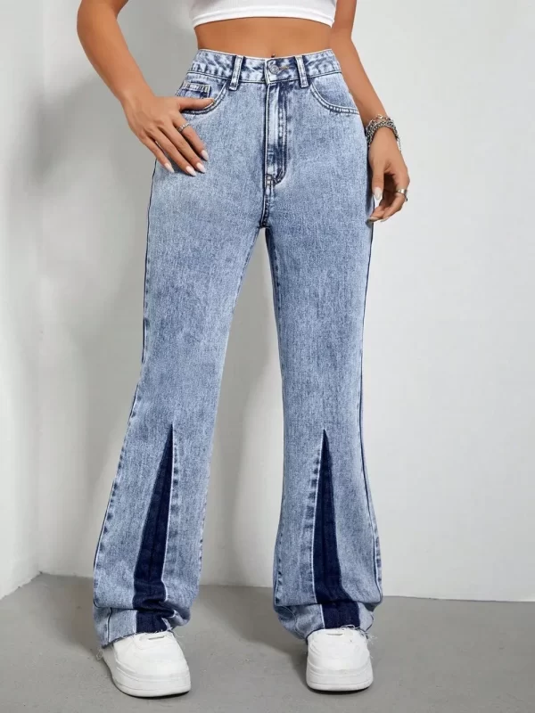 Contrast Bootcut Jeans with Pockets - Image 3