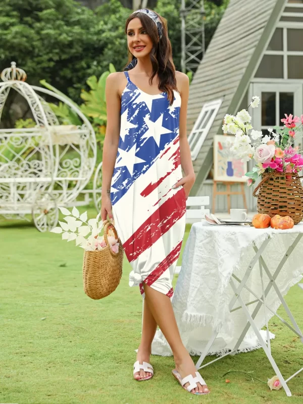 Striped & Star Scoop Neck Midi Cami Dress - Image 4
