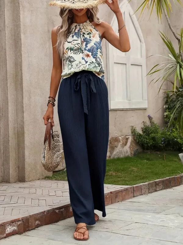 Printed Tank Top and Wide Leg Pants Set - Image 12