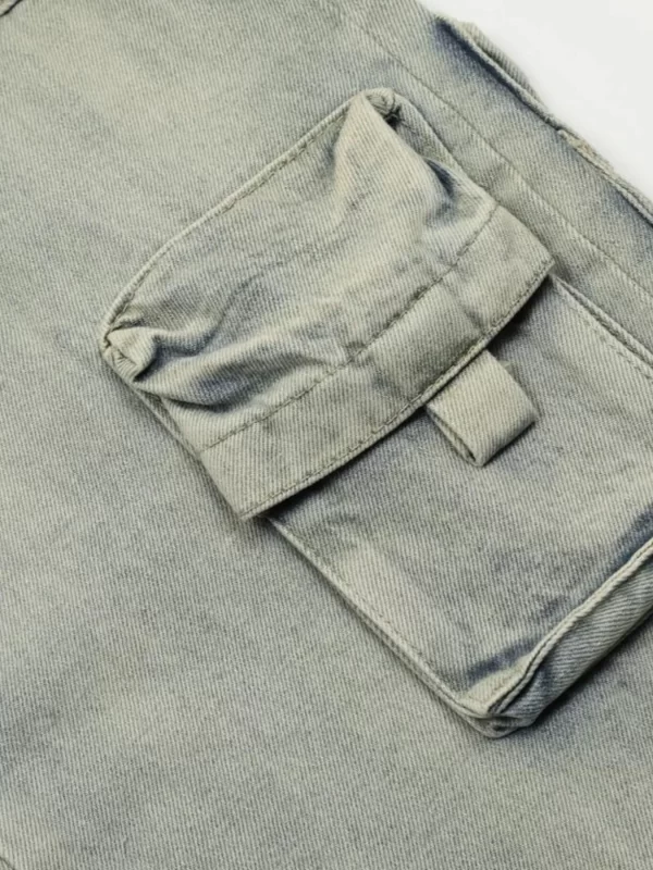 Men's Washed Multi-Pocket Straight Cargo Jeans - Image 9
