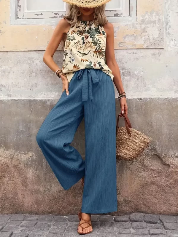 Printed Tank Top and Wide Leg Pants Set - Image 29