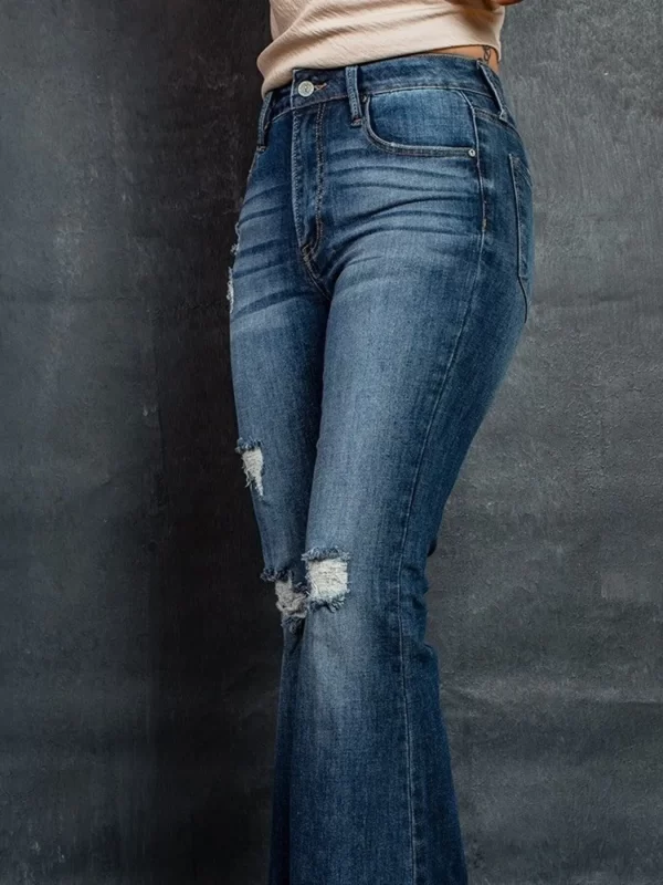 Distressed High-Waisted Flare Jeans - Image 3