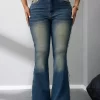Side Raw Hem Flare Jeans