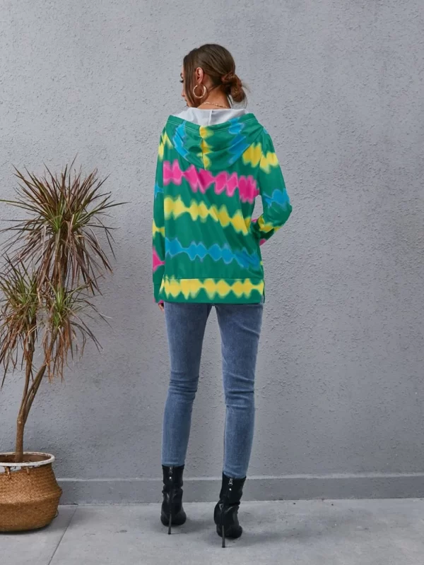 Contrast Quarter Zip Dropped Shoulder Hoodie - Image 6