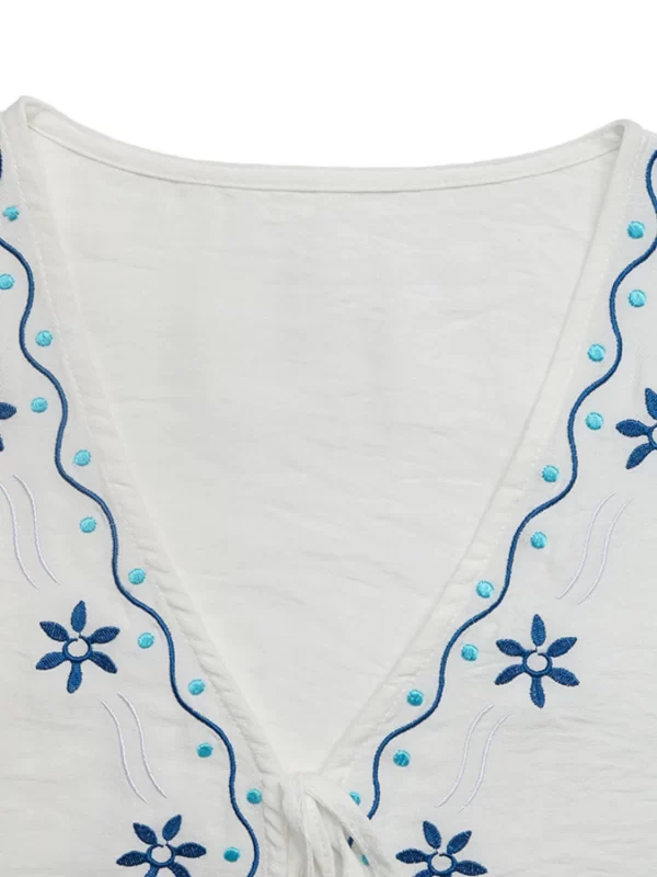 Floral Embroidered Vest and Shorts Set - Image 5