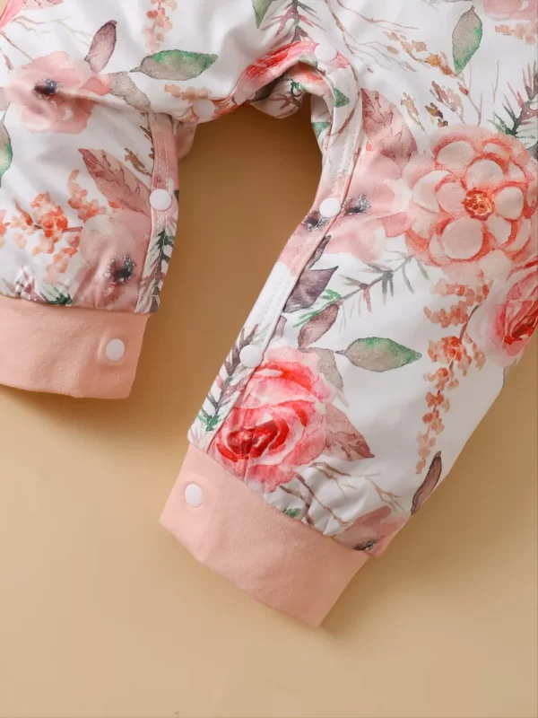 Ruffled Floral Round Neck Jumpsuit with Headband - Image 8