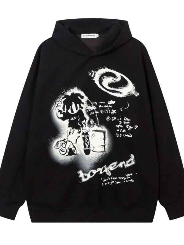 Men's Graffiti Graphic Oversized Hoodie - Image 4