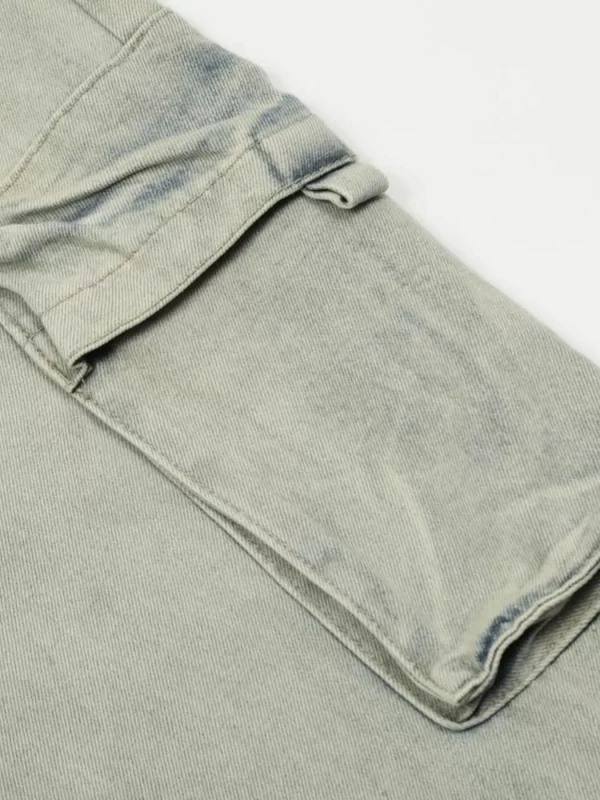 Men's Washed Multi-Pocket Straight Cargo Jeans - Image 12
