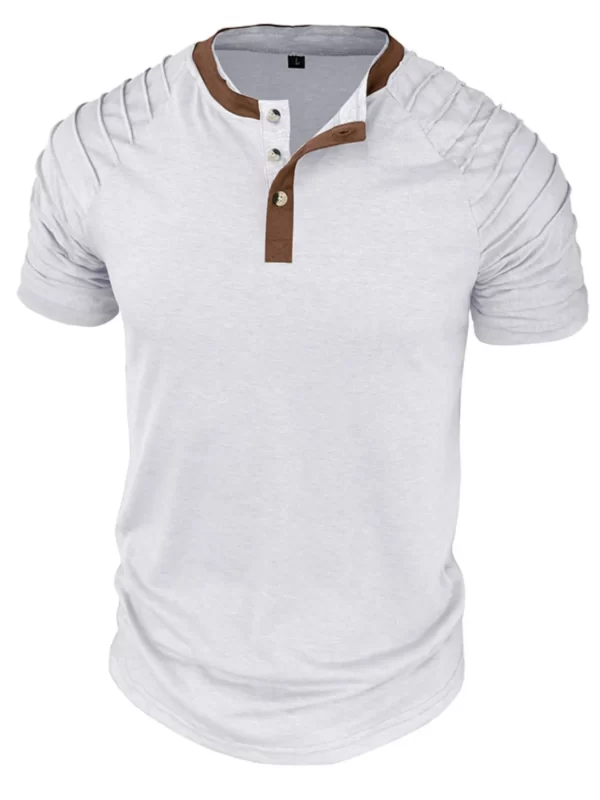 Men's Full Size Casual Henley Short Sleeve Top with Contrast Collar Plus Size - Image 6